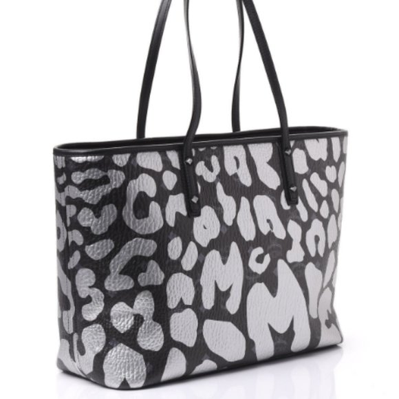 Pre-Loved Excellent Visetos Metallic Leopard Print Medium Anya Shopper Tote - Picture 1 of 7